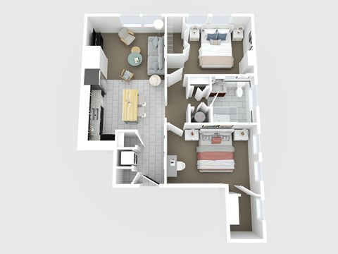 Floor plan for 2 beds, 1 bath, 828 sqft